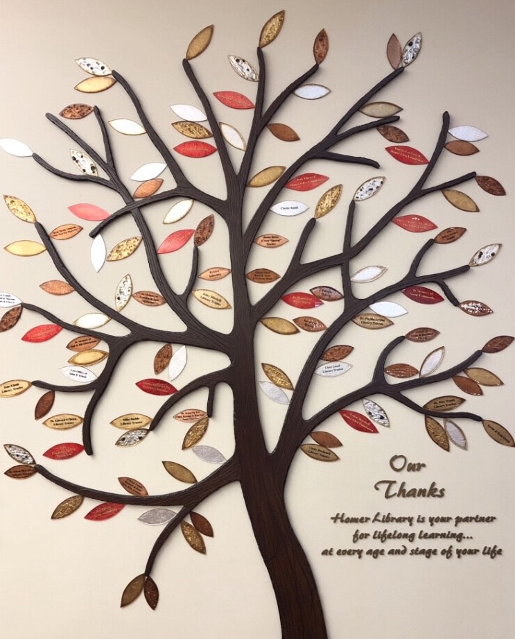 Donor tree wall decorations with leaves for each sponsor