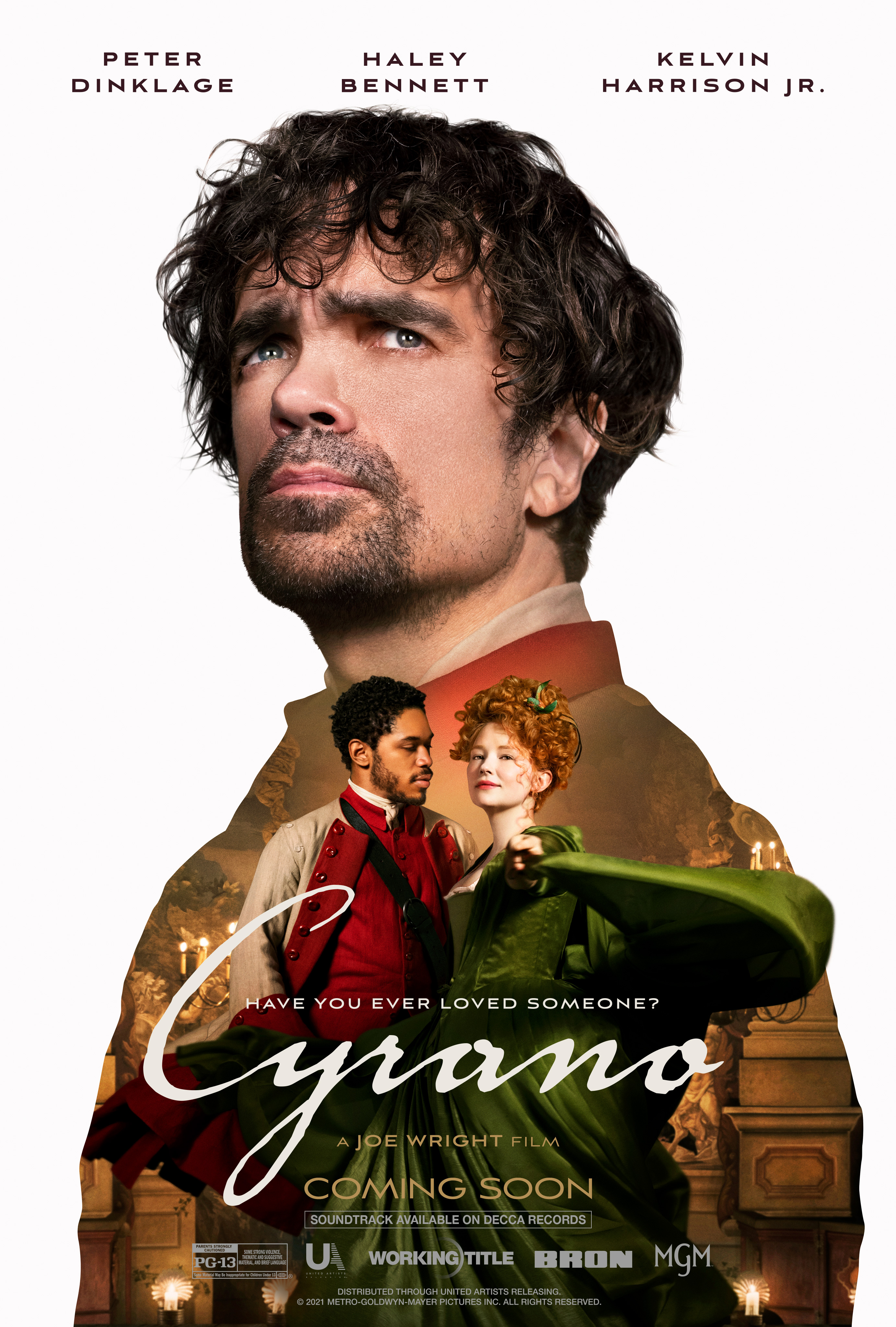 Ctrano movie poster. Man looking into distance as a woman and another man dance. 