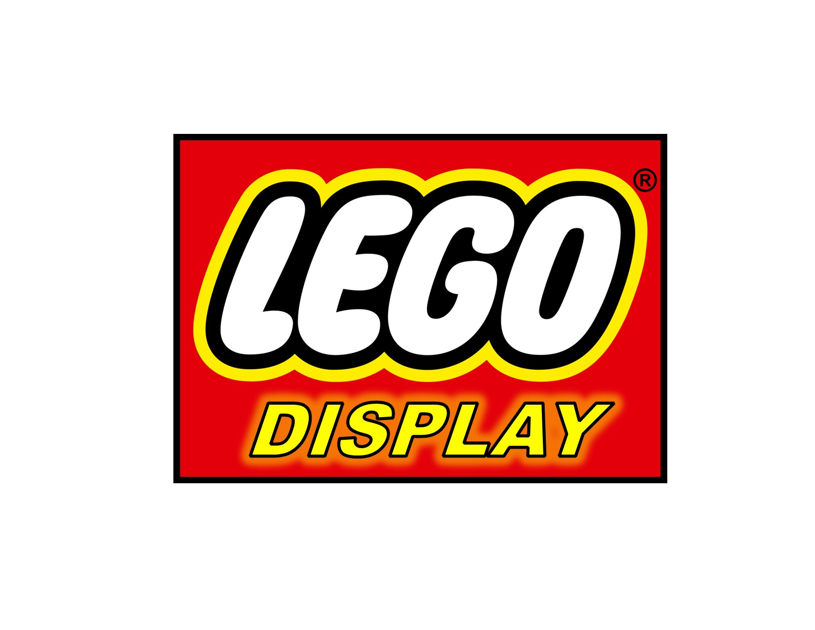 image with red background that reads LEGO Display