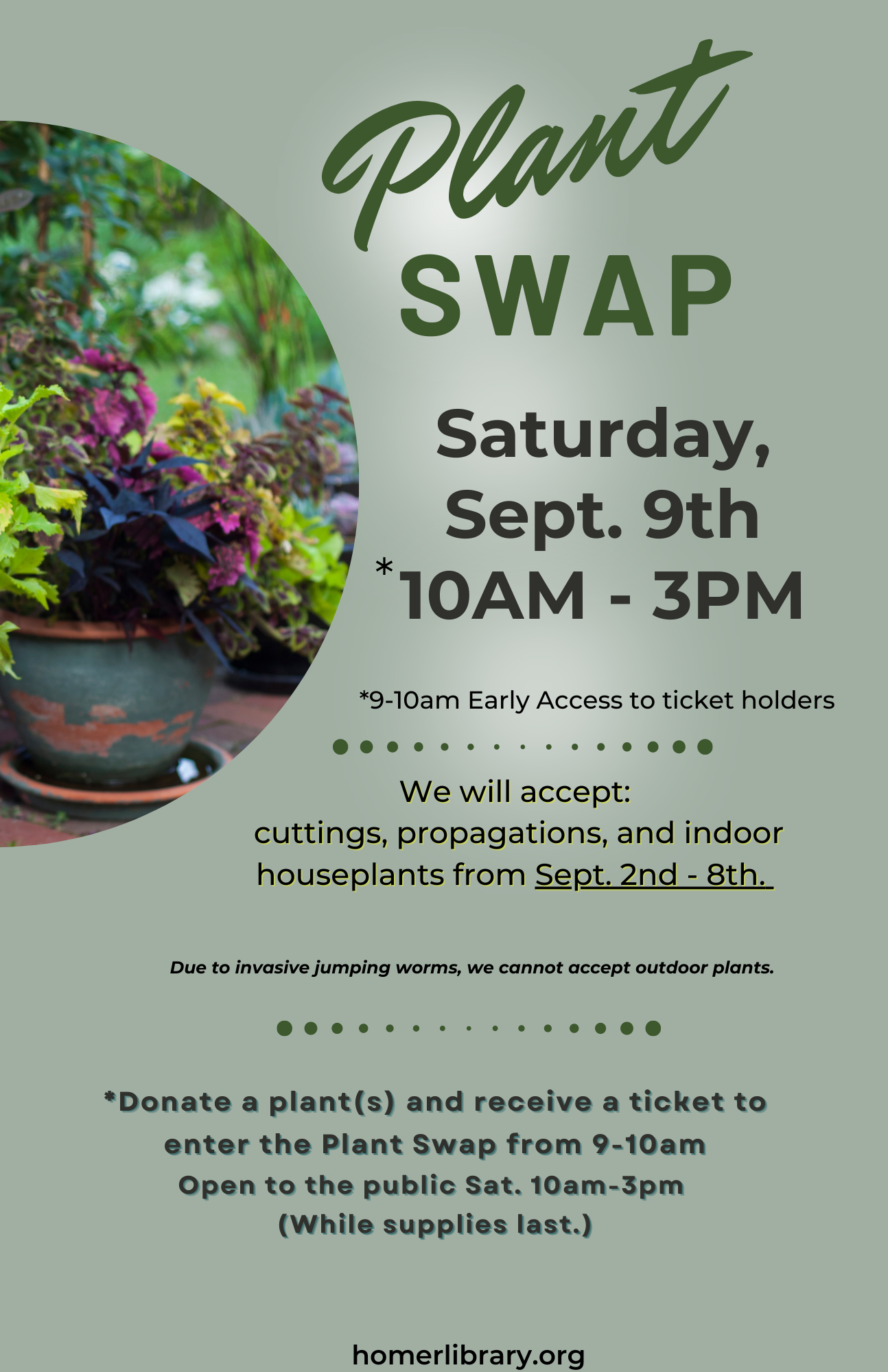 plant swap Saturday September 9th 10am-3pm