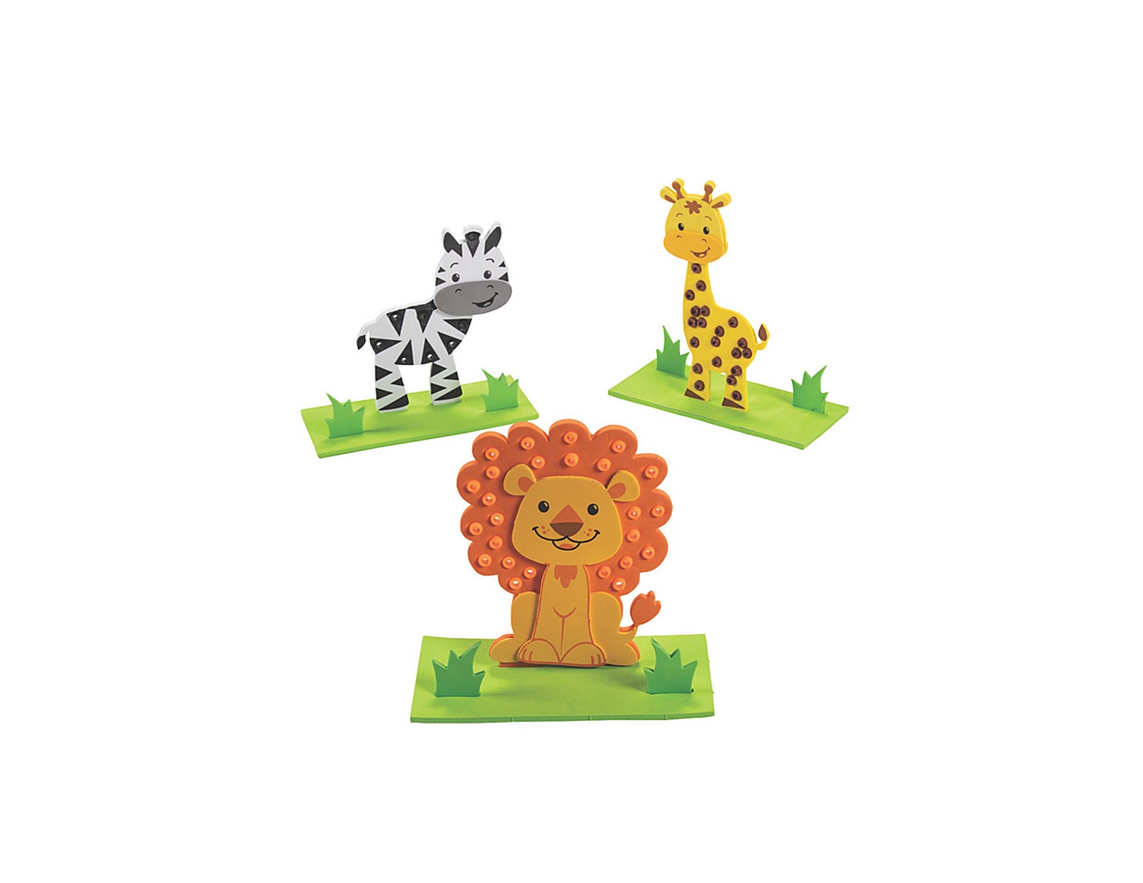 picture of lion, zebra and giraffe foam crafts