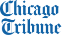The words Chicago Tribune in blue on a white background.