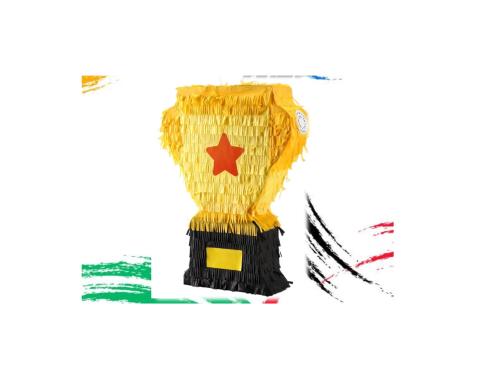 yellow piniata trophy with red heart on black trophy best