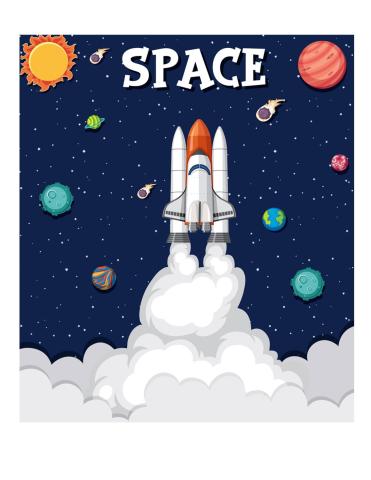 rocket taking off in to outer space