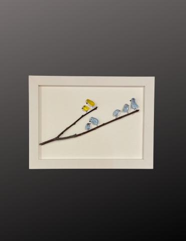 Bird sea glass art 