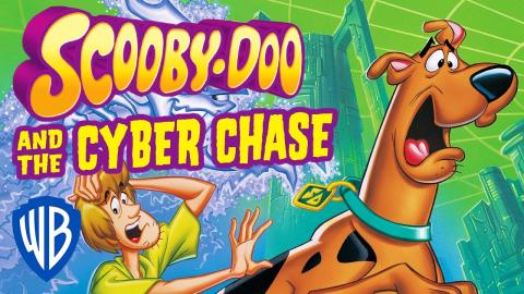 IMAGE OF SCOOBY AND SHAGGY RUNNING IN CYBERSPACE. TEXT READS SCOOBY DOO AND THE CYBERCHASE