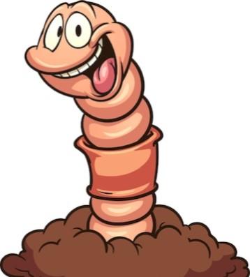 Worm sticking it's head out of the ground. 