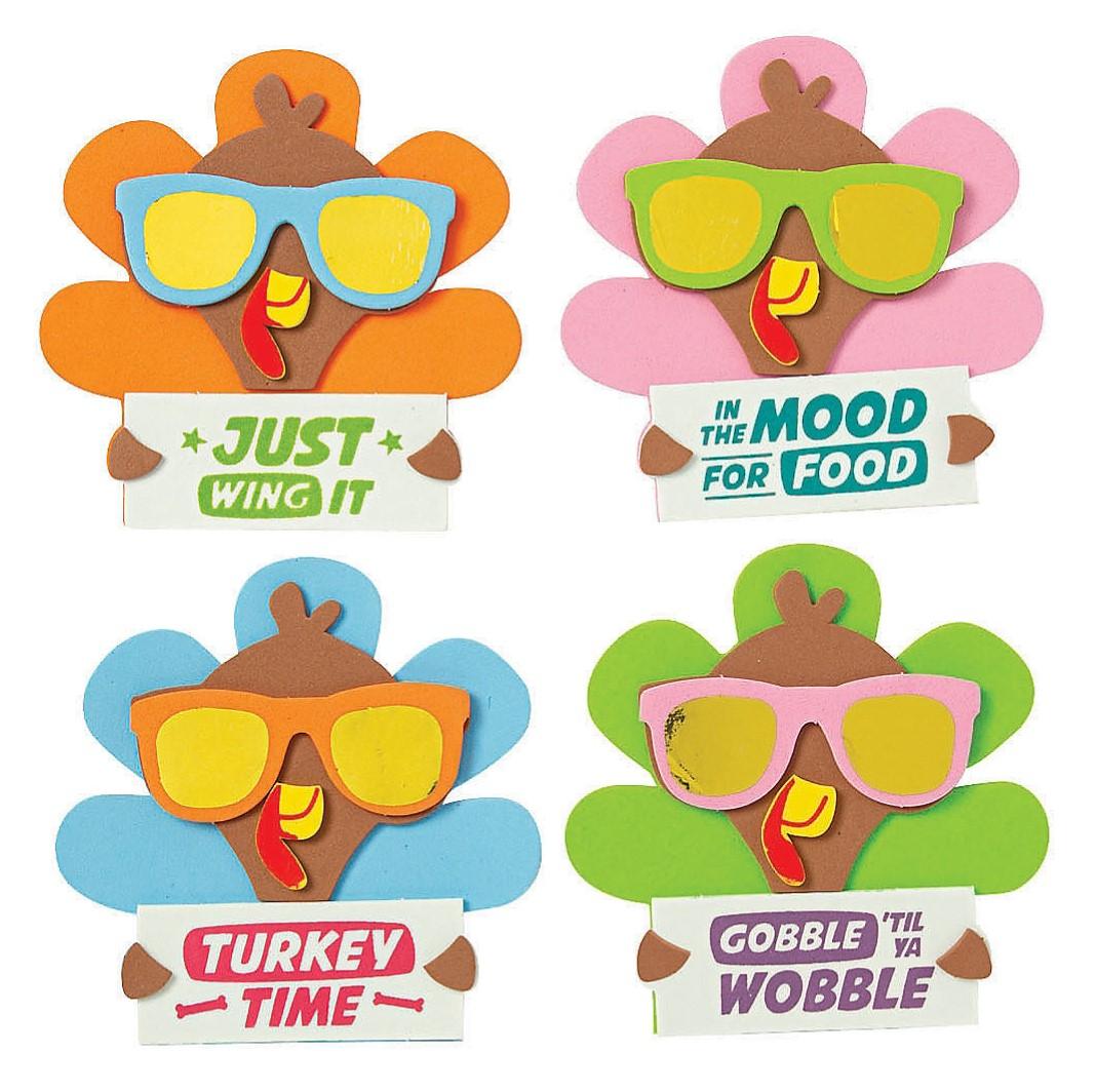 FOUR FOAM TURKEY WITH SUNGLASSES CRAFTS