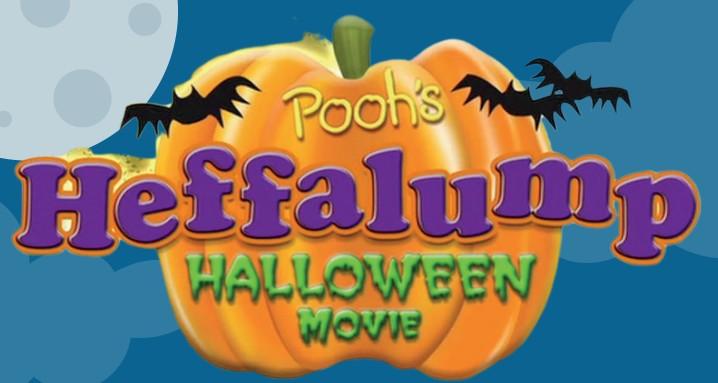 POOH'S HEFFALUMP HALLOWEEN MOVIE LOGO INFRONT OF CLOUDS AND A MOON