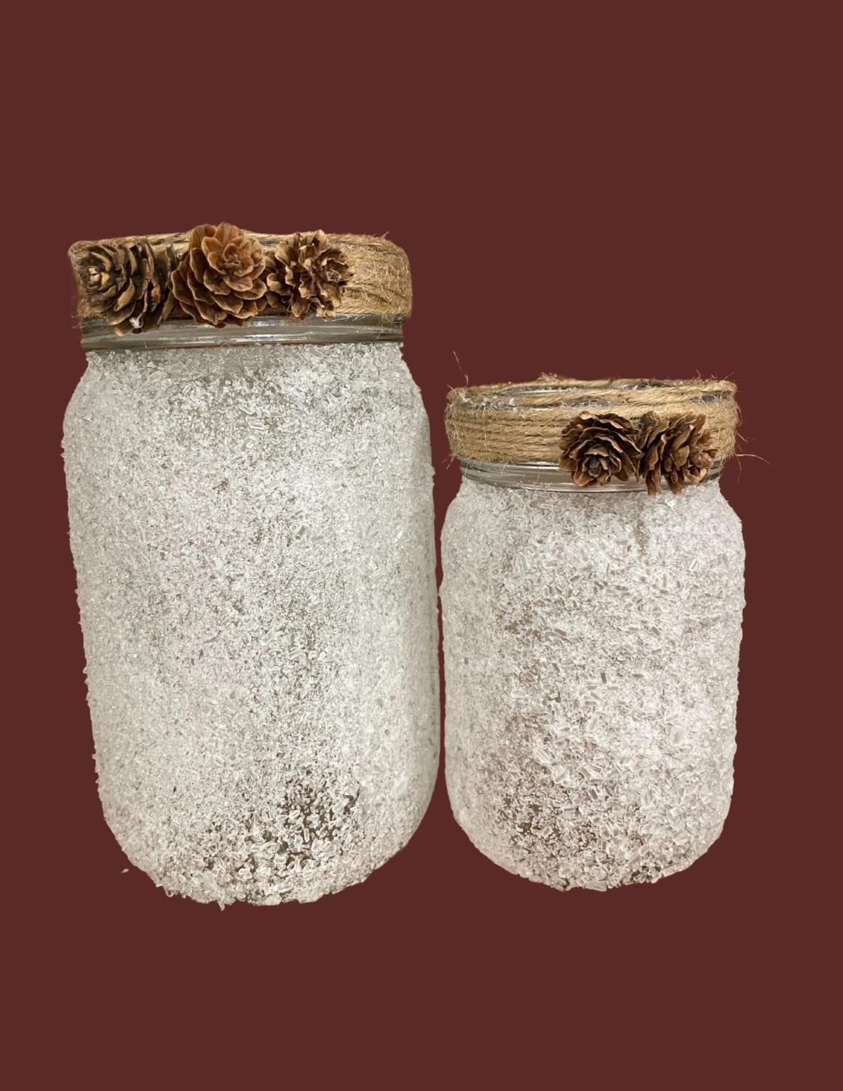 Frosted jar luminaries.